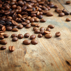Coffee on grunge wooden background