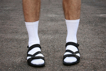 Men's feet in sandals