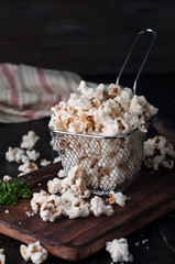Salt popcorn  in a basket