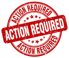 action required red grunge round vintage rubber stamp