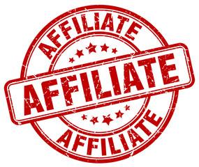 affiliate red grunge round vintage rubber stamp