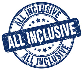 all inclusive blue grunge round vintage rubber stamp