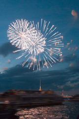 beautiful salute over the Neva River in the city of St. Petersburg