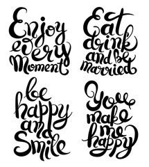 hand lettering inscription set, motivation and inspiration quote