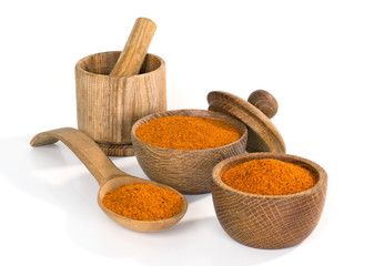 still life with red chilli peppers on white background