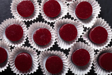 Berry jelly candy on the black table