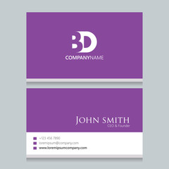 BD Logo | Business Card | Vector Graphic Branding Letter Element | White Background Abstract Design Colorful Object
