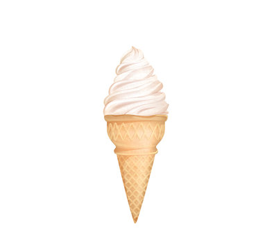 Soft Serve Ice Cream Isolated On White Background