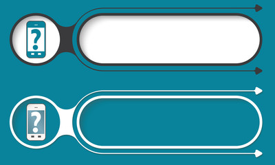 Two abstract buttons with arrows and smart phone