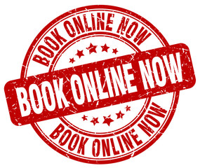 book online now red grunge round vintage rubber stamp