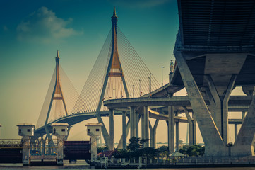 Fototapeta na wymiar Bhumibol suspension Bridge