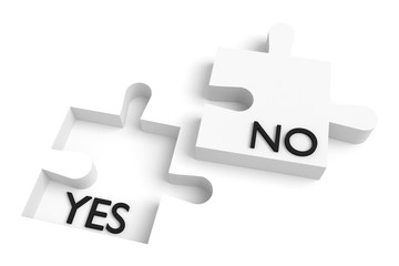 Missing puzzle piece, yes or no, white