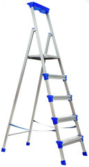 Metal ladder with blue plastic elements