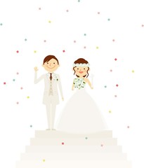 Obraz premium ウエディング 新郎新婦 全身 階段