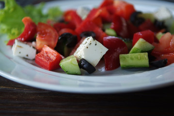 Up close photo of a Greek salad
