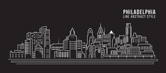 Cityscape Building Line art Vector Illustration design - Philadelphia city