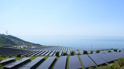 Solar panels in a large photovoltaic power plant