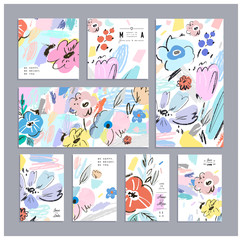 Set of creative universal floral cards, posters, headers 