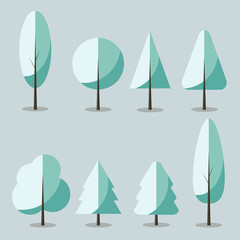 Fototapeta na wymiar Set of flat icon winter trees
