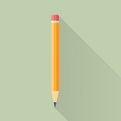 Orange flat pencil with shadow