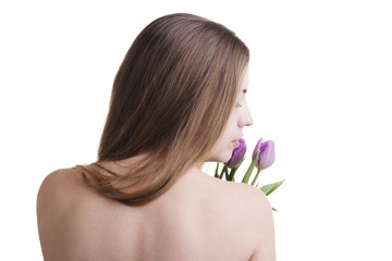 Obraz na płótnie Canvas Model with tulips