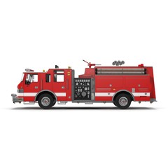 Fire Rescue Truck isolated on white. 3D Illustration