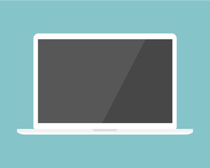 White laptop flat icon