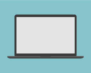Black laptop flat icon