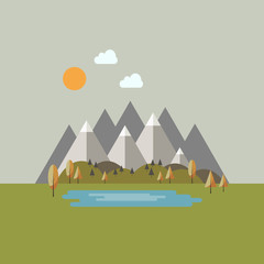 Autumn mountain landscape in flat style