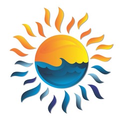 sun Logo in the sea. 