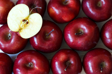 Background of red delicious ripe apples