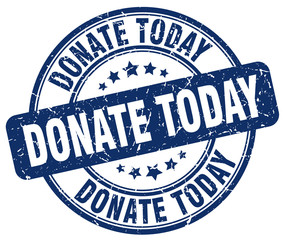 donate today blue grunge round vintage rubber stamp