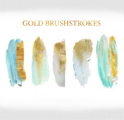 ACRYLIC BRUSH STROKES GOLD AND BLUE - 110861956