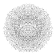 Monochrome mandala for your design. Lace ornament in form of round pattern. Concentric illusion ornament.