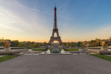 Sunrise with the Eiffel Tower in Paris, France