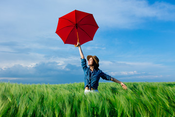 young woman with  umbrella