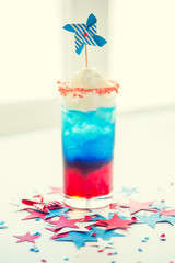 glass of drink on american independence day party