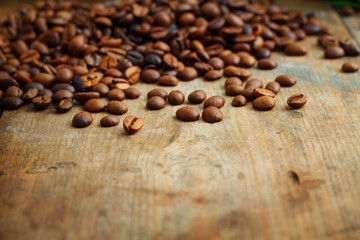 Coffee on grunge wooden background