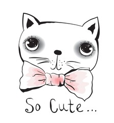 Vector doodle cute cat avatar