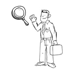 Businessman design. sketch icon. Isolated and flat illustration