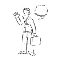 Businessman design. sketch icon. Isolated and flat illustration