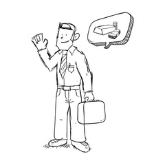 Businessman design. sketch icon. Isolated and flat illustration
