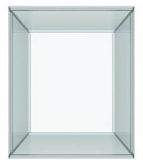 Empty glass cube, isolated