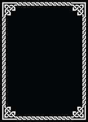 Celtic knot braided white frame - rectangle on black
