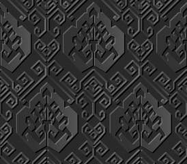 Seamless 3D dark paper cut art background 420 oriental spiral geometry line

