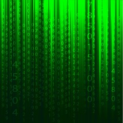 abstract matrix code number in green background