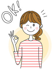 OKサインを出す女性のイラスト