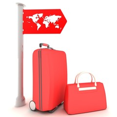 SUITCASES ON A WHITE BACKGROUND 3D rendering