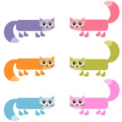 cute colorful cat set