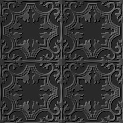 Seamless 3D dark paper cut art background 434 curve spiral cross kaleidoscope
